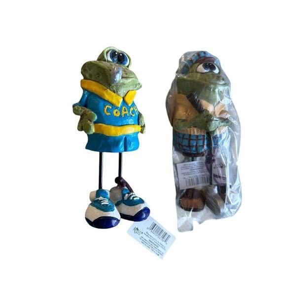 4 Russ Berrie Teenie Countrykins 2 Golfkins 2 Coachkin Frog Collectibles New - Picture 3 of 8